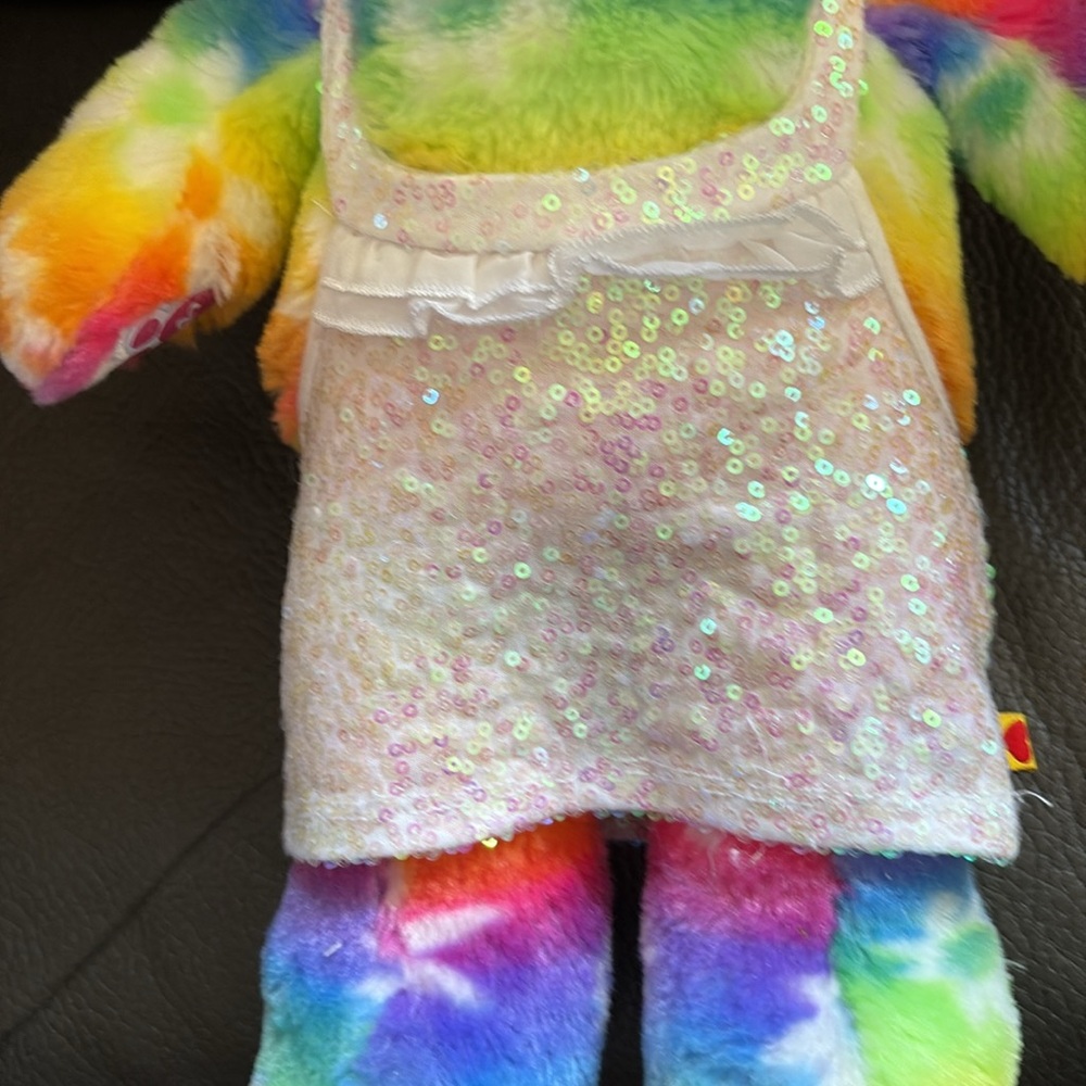 Build A Bear Rainbow Rabbit With White Sequence Dress View 3